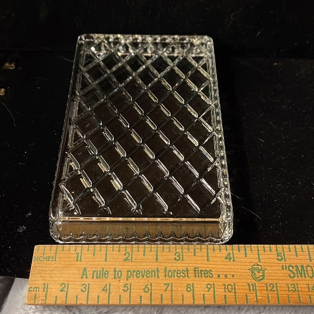 Crystal Cushion Cut Small Vanity Tray- Heavy  Crystal- Pretty - Picture 5 of 6